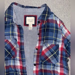 Forever 21 blue red and white button up